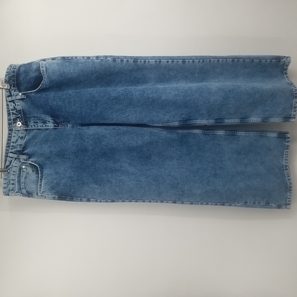The Ragged Priest Wide Leg Baggy 100% Cotton Med Wash Blue Jeans Sz: Large - Picture 5 of 10